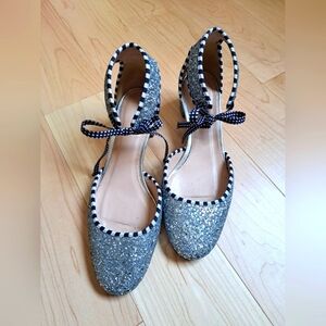 J.Crew Sparkly Almond Toed Shoes Size 8